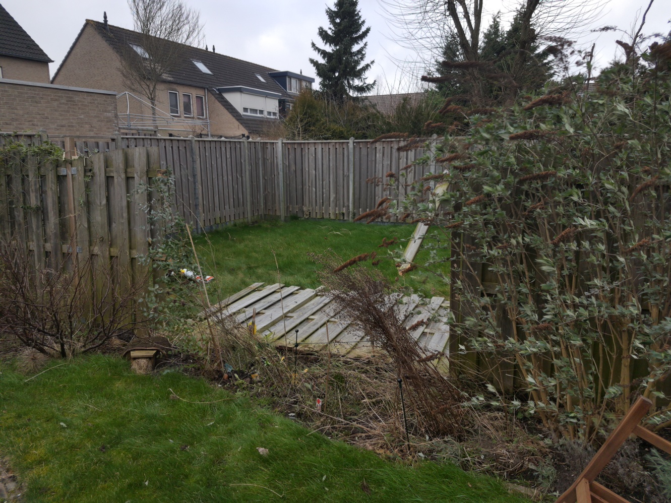 Broken garden fence