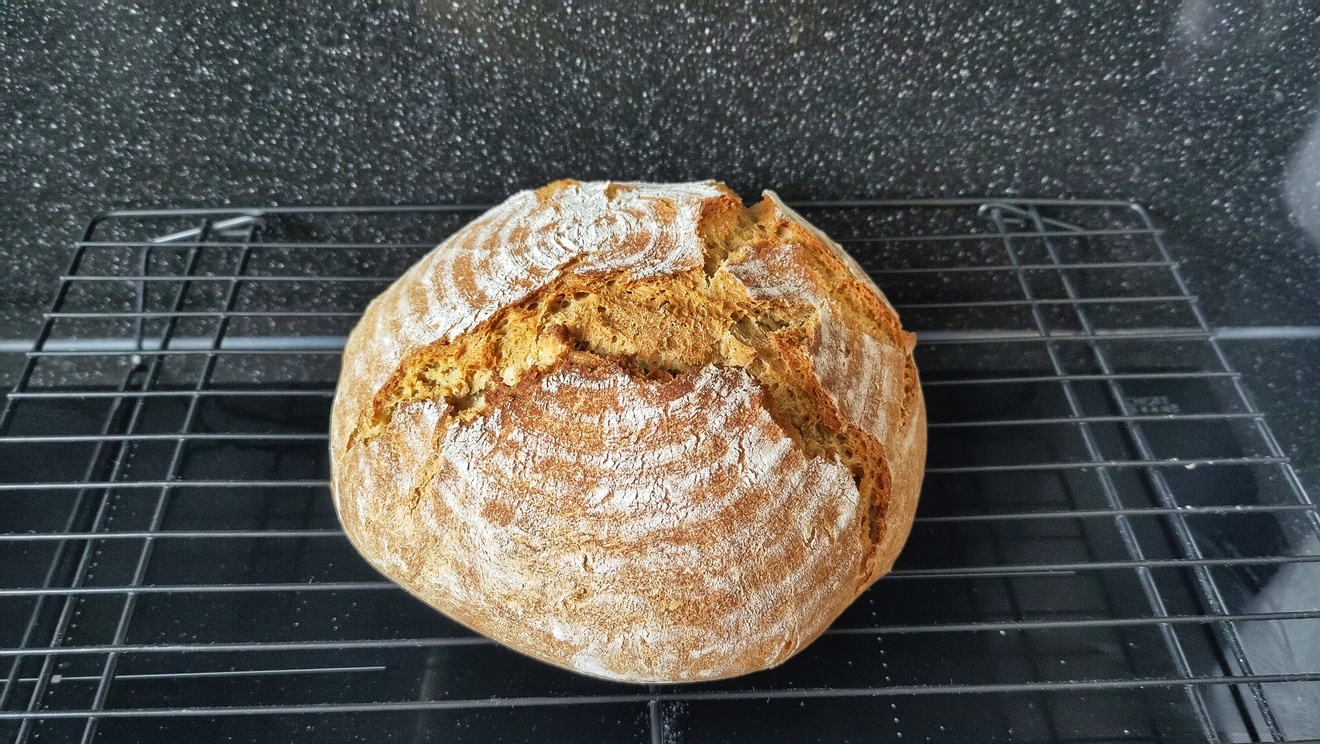 Finished bread on the cooling rack