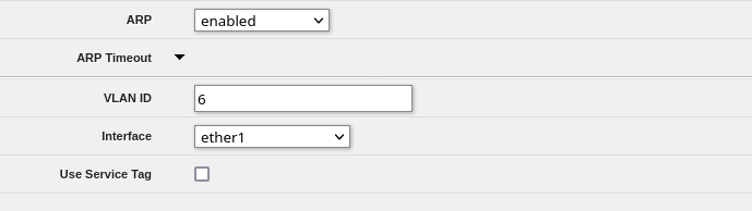 Screenshot of the relevant VLAN configuration