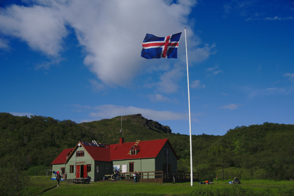 Hut with Iceland flag in front