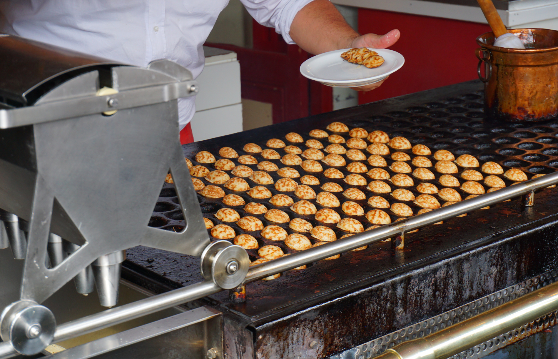 Poffertjes being made