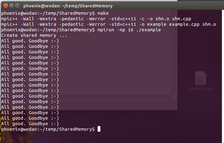 Shared memory example in command line